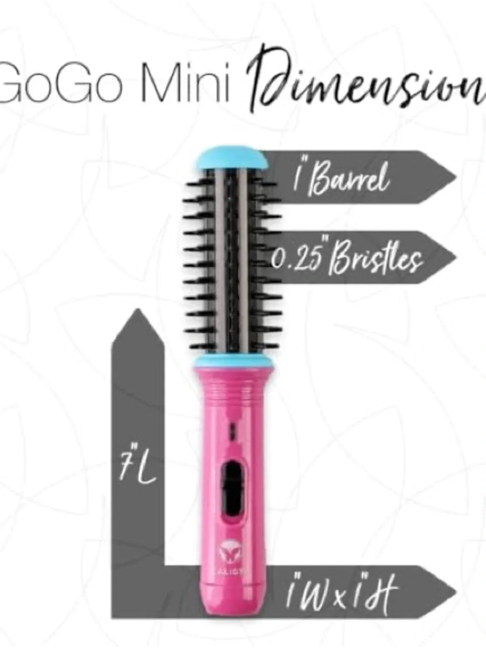 Calista Pink Go Go Mini Heated Ionic Styling Brush 7” Compact Hair Tool